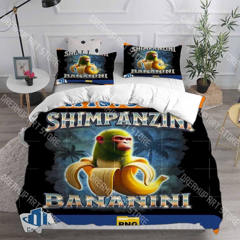 3D Ai Italian Brainrot Tung Tung Sahur Bedding Set Single Twin Full Queen King Size Bed Set Kids Bedroom Duvetcover Set