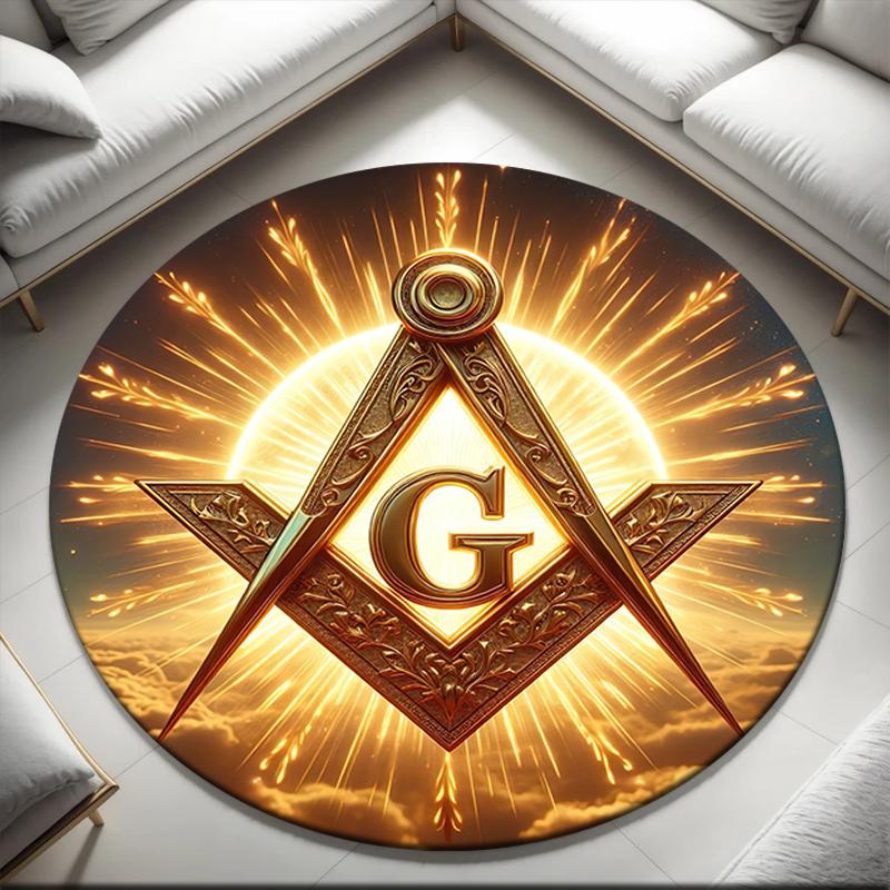 1pc Recognized Freemasonry Round carpet Painted Printed circular carpet, home door mat, outdoor travel protection carpet