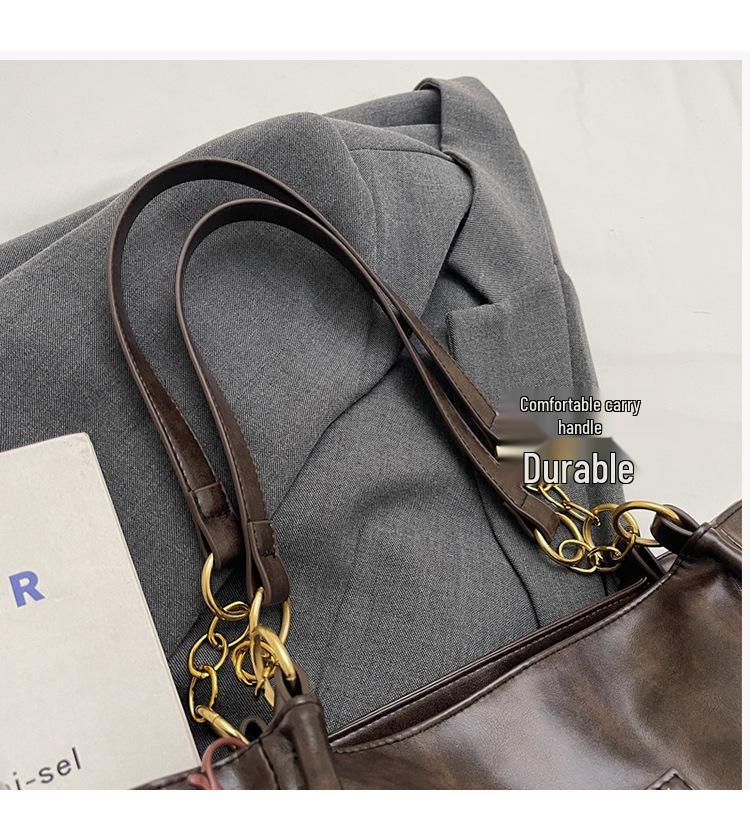 2025 Women's Retro Large Capacity Tote - Autumn/Winter Casual Versatile Commute Shoulder Bag
