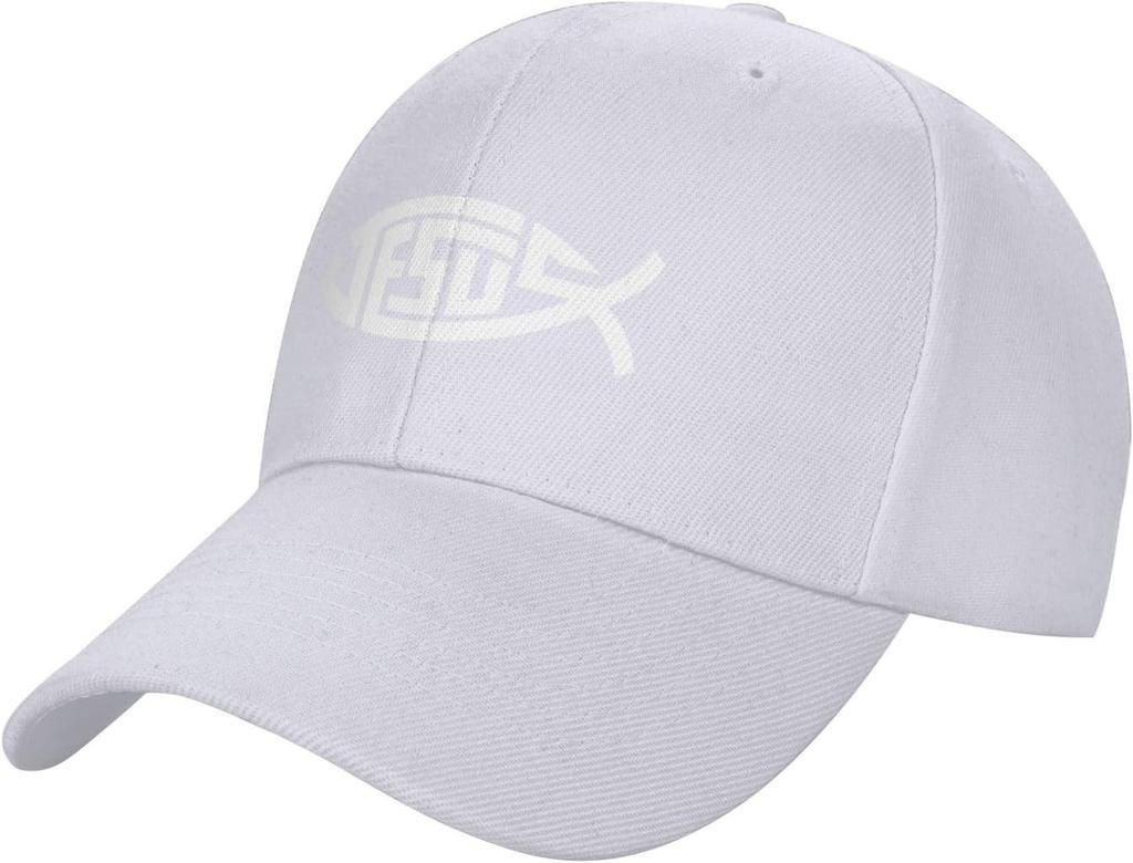 Jesus Fish Icthys Christian Print Baseball Cap Casual Adult Unisex Cotton Adjustable Sports Hat