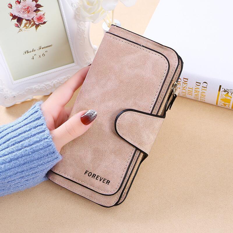 Women Fashion Matte Short Wallet PU Leather Zipper Hasp Frosted Ladies Purses Money Coin ID Card Holder Girls Cute Clutch