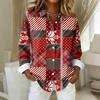 Women's Shirt Blouse Christmas Print Button Long Sleeve Casual Basic Shirt Collar Regular Top