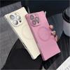 Air-cushion Shockproof Magnetic Case For iPhone 16 15 14 13 12 Pro Max Plus Glass Lens Protection Simple Magsafe Silicone Cover