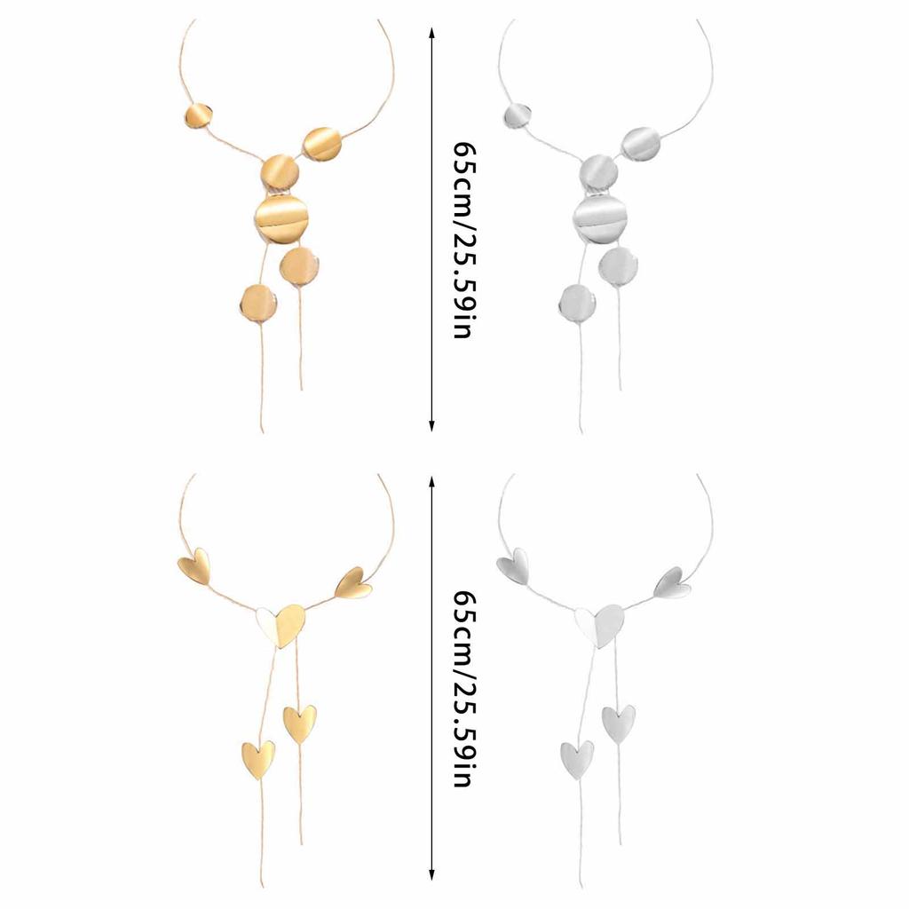 Colier lung în stil european și american Lanț de gât rotund/inima mare cu pandantiv pentru femei Design simplu și elegant