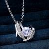 Elegant Heart Shaped Pendant Necklace for Women Brilliant Round Stone Center Design Dainty Romantic Everyday Party Jewelry Gift for Her