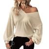 Fashion V-neck Autumn and Winter Long Sleeve Women T-shirts Casual Elegant Office Knitted Sweaters Top Solid Color Loose Streetwear Clothing