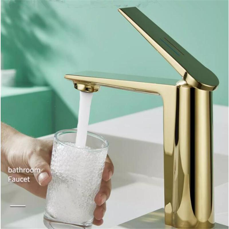 Tuqiu Gold Bathroom Faucet Gray Bathroom Basin Faucet Cold And Hot Water Mixer Sink Tap Single Handle Deck Mounted Tap