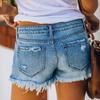 2026 Women's High-Waisted Fringed Ripped Denim Shorts - Versatile American Trend Fashion.