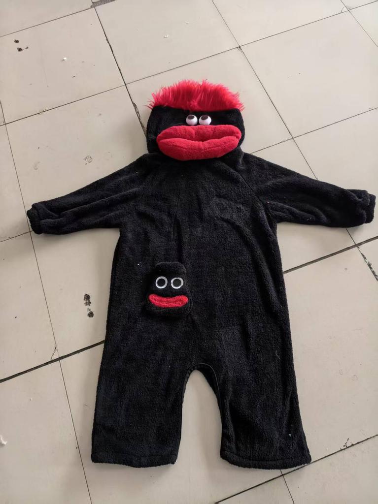 Big Mouth Monster Plush Long Hair Pajamas: Warm Winter Coral Fleece Bathrobe for Couples