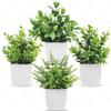 4 Pack Fake Plants Mini Artificial Greenery Potted Plants for Home Decor Indoor Office Table Room Farmhouse Bathroom Decor