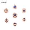 7 Pcs Copper Blue Meteor Hammer Metal Dice Solid Metal Polyhedral Dice Set Suitable for Role-Playing RPG  Board Game Card Game