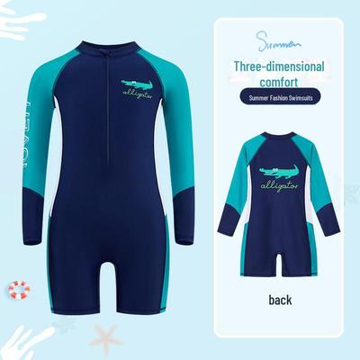"Maillot de bain manches longues pour enfants avec protection solaire – Combinaison une pièce confortable pour garçons"
