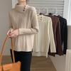 QICED Autumn and Winter Design Sense of Niche Turtleneck Sweater Women Loose Simple Style Thickened Inside The Knit Shirt Twist Top