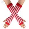 Striped Elbow Gloves Women Emo Gloves Winter Warm Long Sleeves Gloves Women Fingerless Stripe Hip-Hop Knitted Elbow Mittens