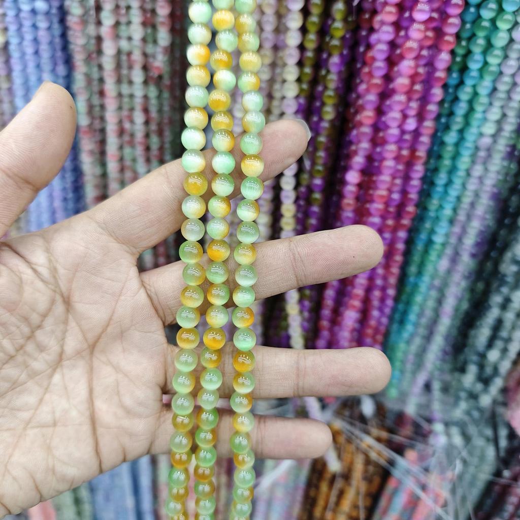 8mm Cat's Eye Stone Beads: Single, Double, Triple-Color, DIY Jewelry Round Beads