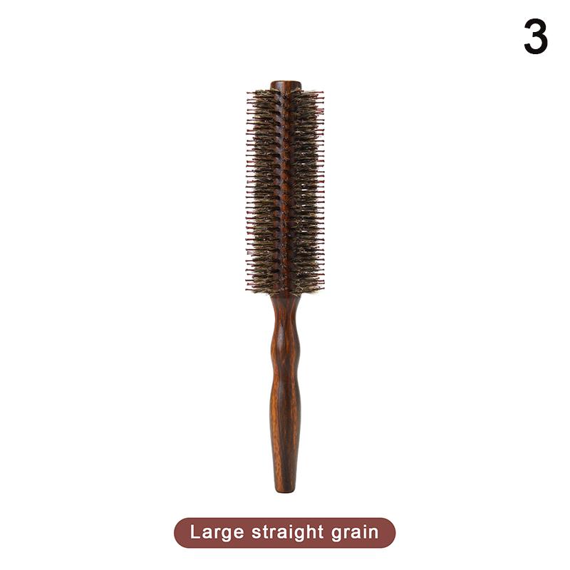 Barber Hair Round Roller Wood Hair Brush Boar Bristle Nylon Hair Comb Hairdressing Combs Round Paddle Brush Women Men Curly Hair