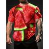Men's 3D Printed Round Neck Casual T-shirt for Summer Wear Lightweight Breathable Trendy Vibrant Fresh Produce Element Pattern Printed T-shirt