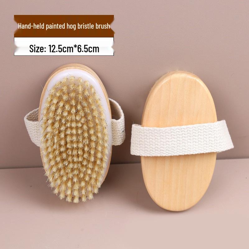 Boar Bristle Double-Sided Back Scrubber Brush with Wooden Long Handle