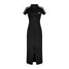 Yuibeu Fire Logo Track Line Zip-Up Dress Black