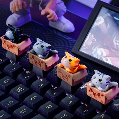 Schattige Kat Hars Keycaps Gepersonaliseerd Kruis Schakelaar Compatibel voor Mechanisch Toetsenbord DIY Vervangingsaccessoires