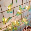 1PC 10/20LED Green Yellow Butterfly String Lights Battery Powered Suitable For Home Indoor Outdoor Birthday Party Decoration