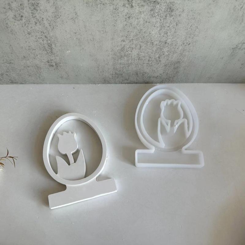 Easter Rabbit Candle Holder Mold for Candle Tealight Holder Decorations Gypsum Ornament, Hollow Flower Resin Mold