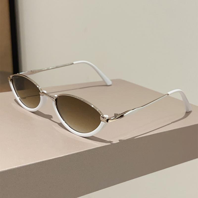 Oval Vintage Sunglasses Women Stylish Gradient Multi-color Casual Decor Shades  New Trendy Brand Design Sun Glasses