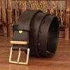Women's Black Genuine Leather Belt with Classic Square Buckle – Versatile for Jeans and Trousers
