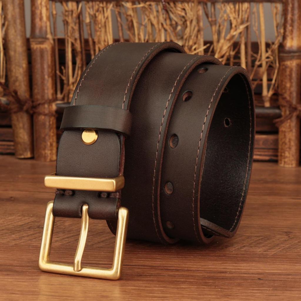 Women's Black Genuine Leather Belt with Classic Square Buckle – Versatile for Jeans and Trousers