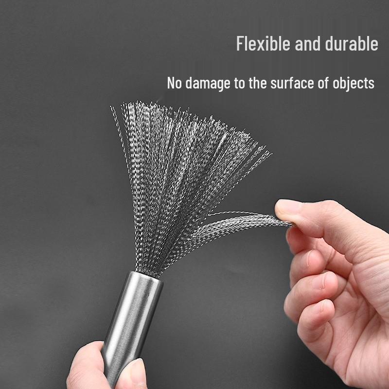 Stainless Steel Long Handle Pot Scrubber - Easy Clean Kitchen Brush for Oil and Dirt