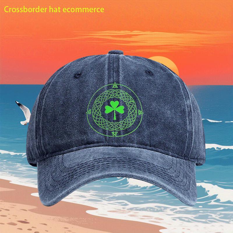 Shamrock Celtic Knot Washed Baseball Cap Polyester Casual Style Outdoor Fishing Adult Hat