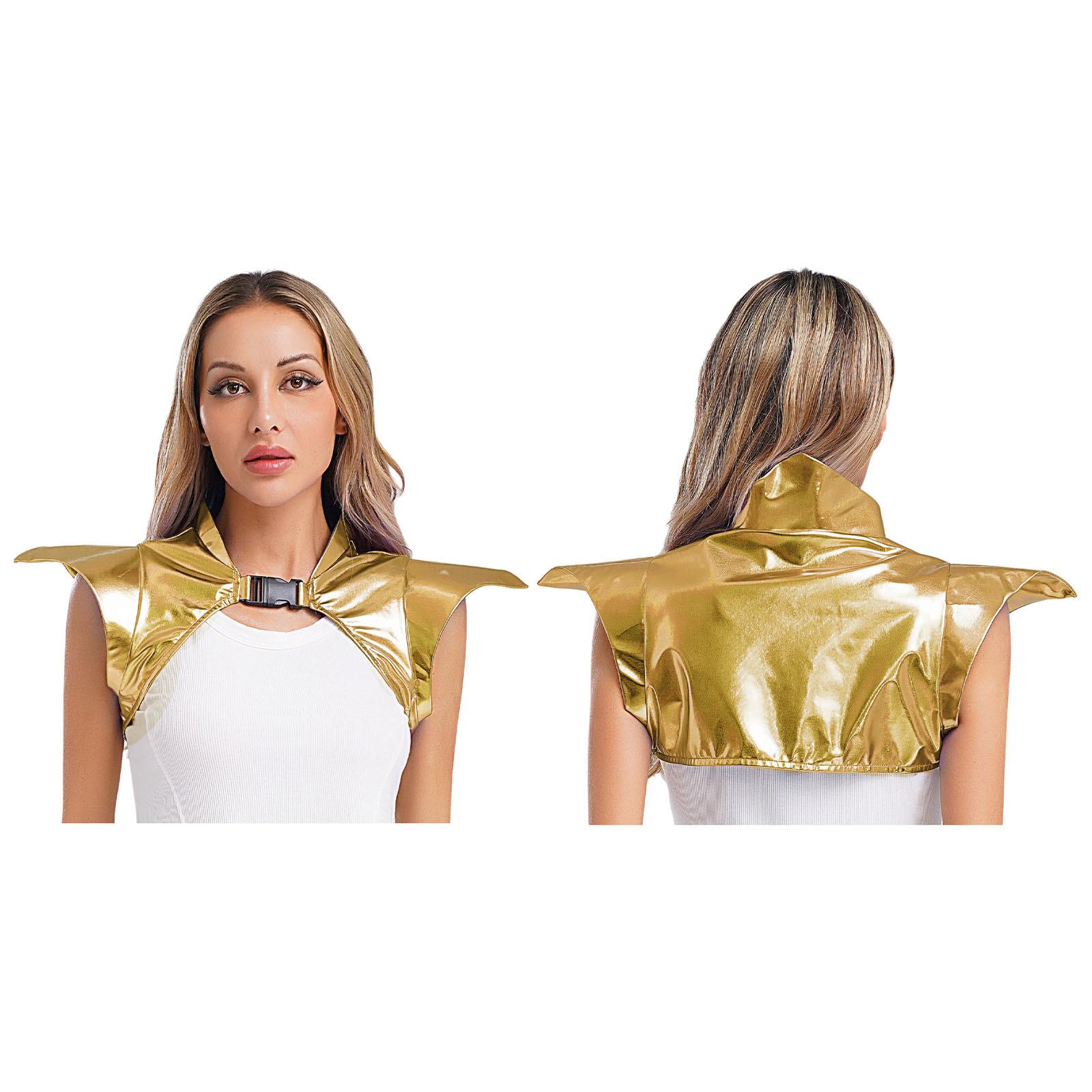 

Готичний Стимпанк Броньований Болеро для Жінок - Блискучий Металевий Комірний Наплічник Костюм Наплічна Деталь L золотий