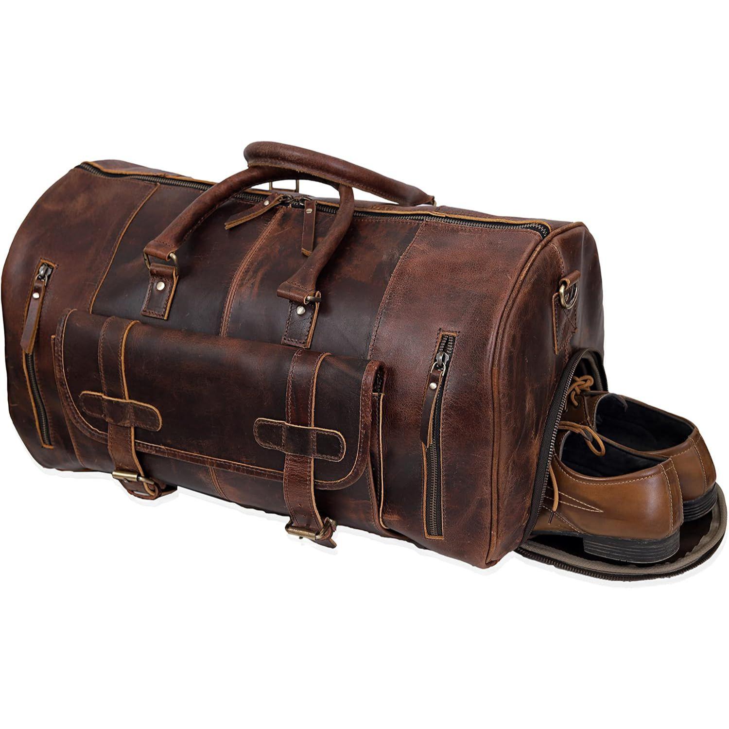 Кожаные спортивные сумки для мужчин. Кожаная сумка Weekender для женщин. Спортивная сумка — фото 3