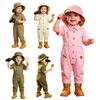 Macacão de Zookeeper para Bebês Meninos e Meninas, Gola Reversível, Manga Curta, Cintura Elástica, Bordado de Animal Fofo, Macacão para Fantasia de Zoológico