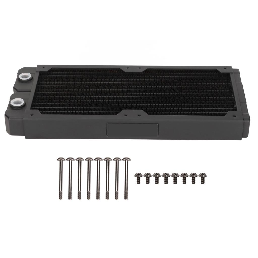 Water Cooling Radiator Red Copper Brass Steel G1 4 Thread 14 Pipes Fast Heat Dissipation Computer Radiator For 12cm Fan