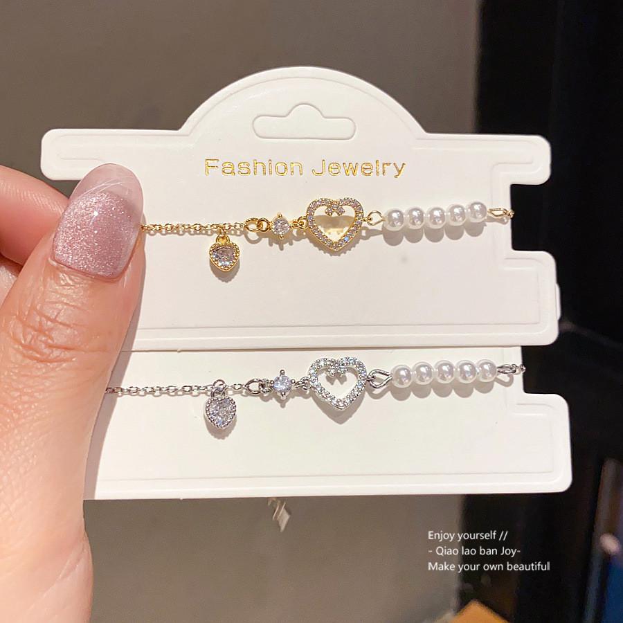 Jewelry Gift For Women Gold Plated Heart Pendant With Artificial Pearl And Zirconia