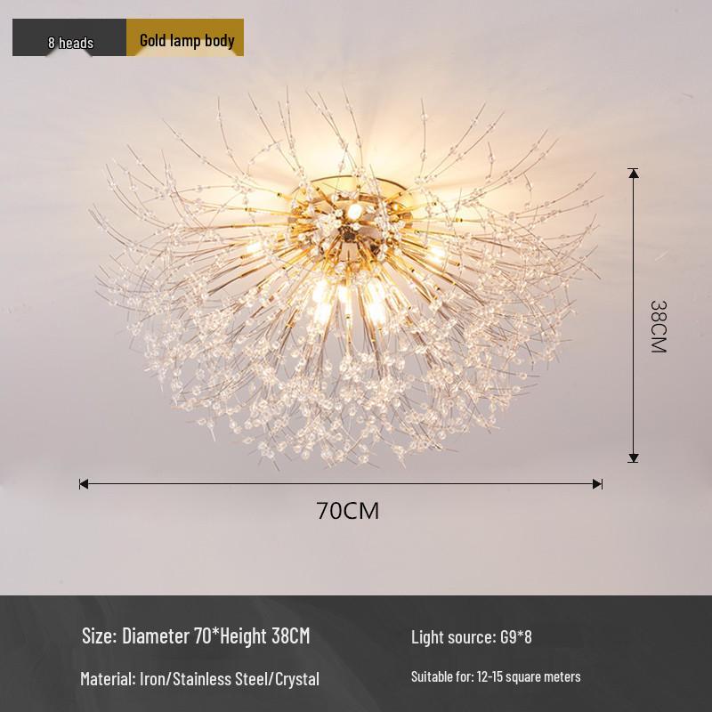 

Скандинавська кришталева стельова люстра «Салют з кульбаб» - Романтичний мінімалістичний дизайн для спалень та віталень. Without Bulbs