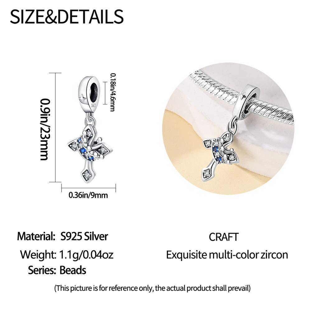 Original Copper Charm Luxury Religious Crown Cross Beaded Pendant Beads Fit Bracelet Diy Women Making Delicate Gift