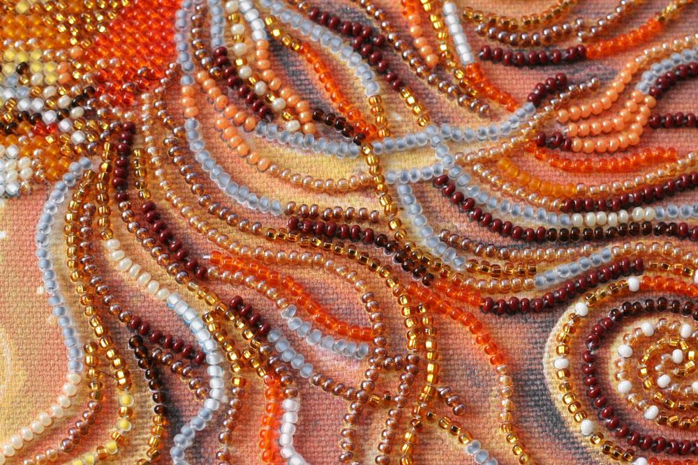 Midi Set for Embroidery with Beads On Natural Artistic Canvas Abris Art Cat Family