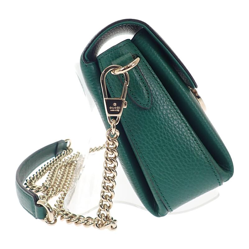 Gucci 607720 Schultertasche grün Kalbsleder Damen