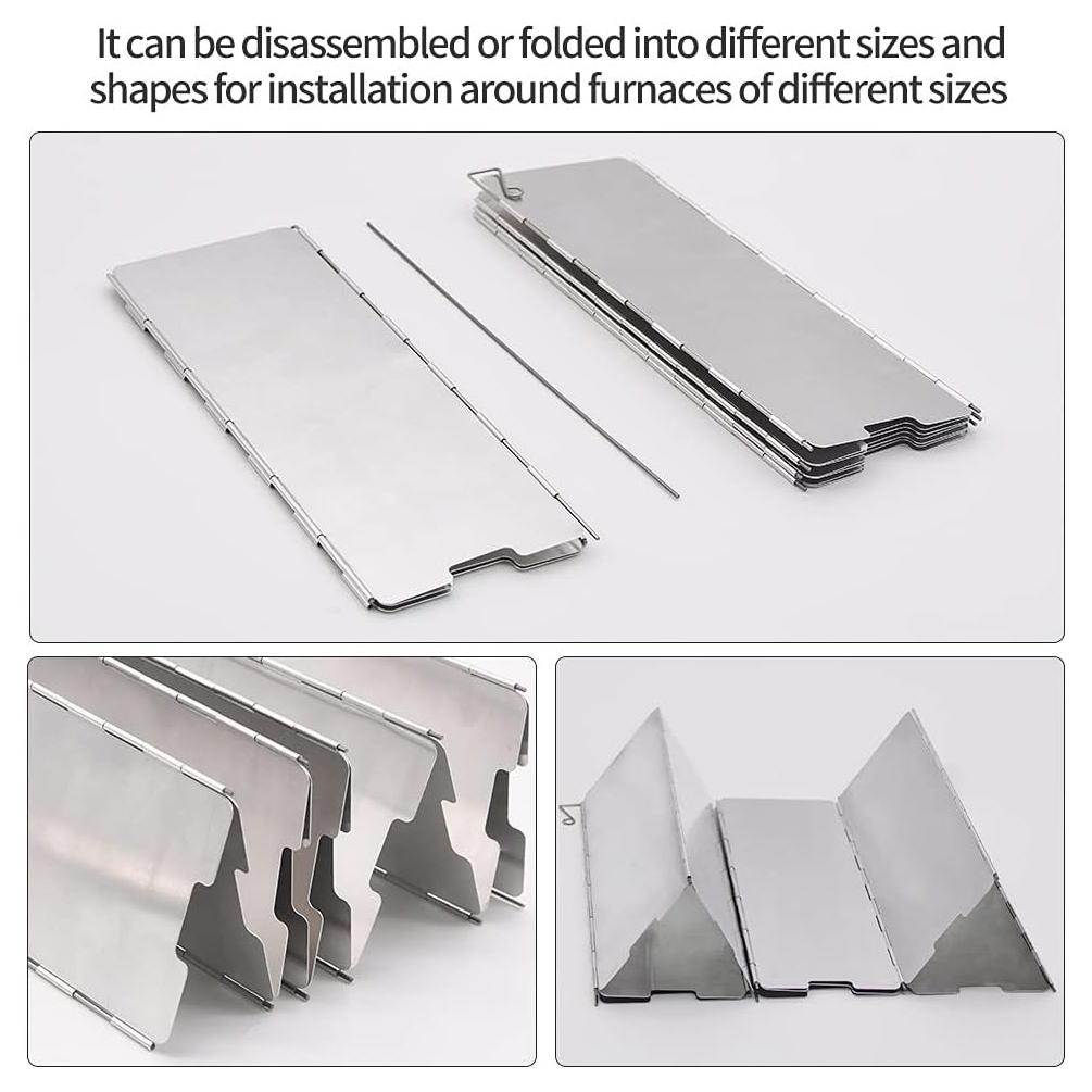 Camp Stove Windscreen, 9/10/12 Plates Aluminum Folding Portable Camping Windshield Grill Wind Screen For Camp With Carry Bag