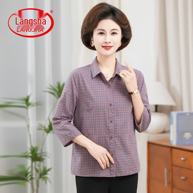 Women s Senior Floral Seven-Sleeve Shirt 3XL