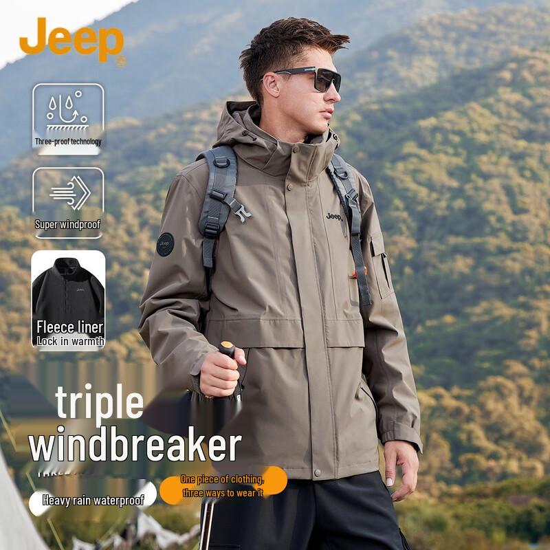 JEEP Men s 3-in-1 Outdoor Hiking Jacket with Detachable Liner L