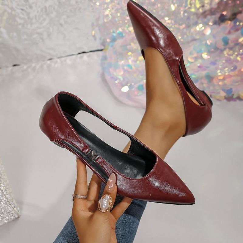 

Fashion Pointed Toe Hollow Flats Shoes Women’s Sandals Soft Leather Trend Summer Shallow Dress Office Shoes Retro Casual 35 вино красного