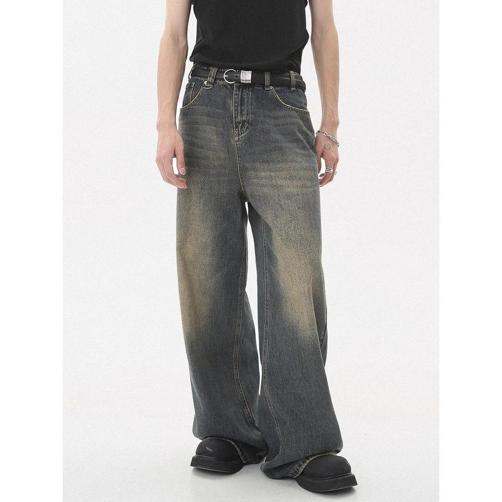 Unisex Retro Vintage Washed Straight-Leg Jeans - Slightly Loose Fit