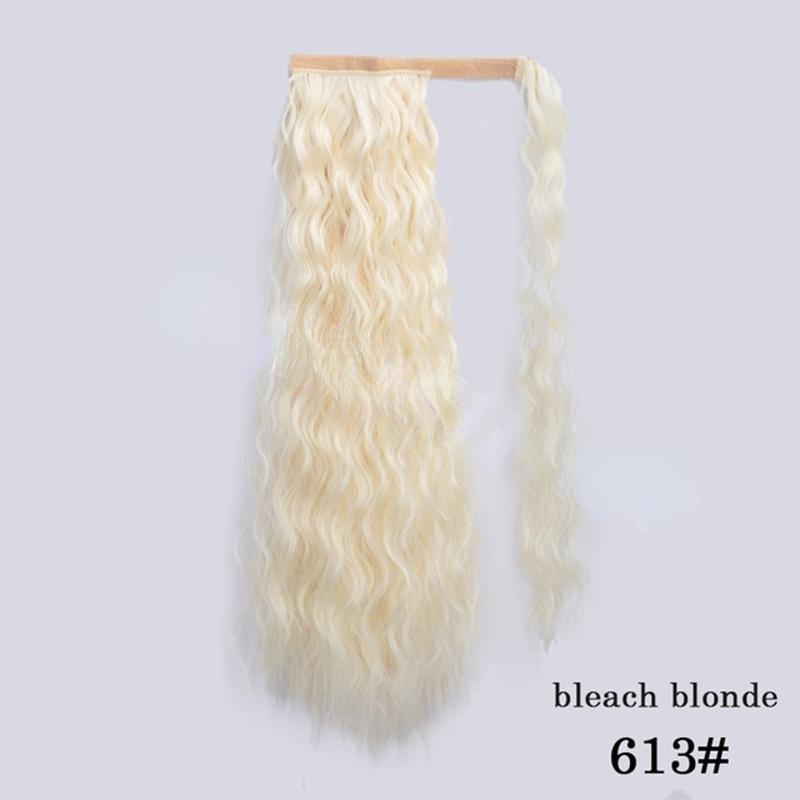 MISS WIG Corn Wavy Long Ponytail Synthetic Hairpiece Wrap On Clip Hair Extensions Ombre Ponytail