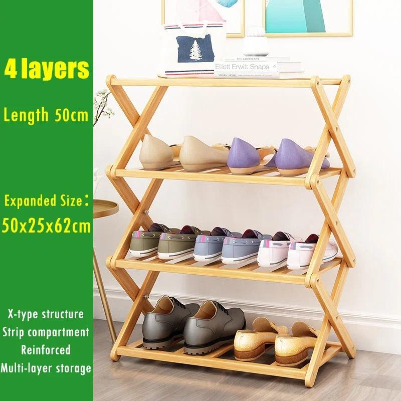 Multilayer Bamboo Folding Shoe Rack Entrance Hallway Storage Shelf Home Furniture Shoes Cabinet Space Saving Organizer