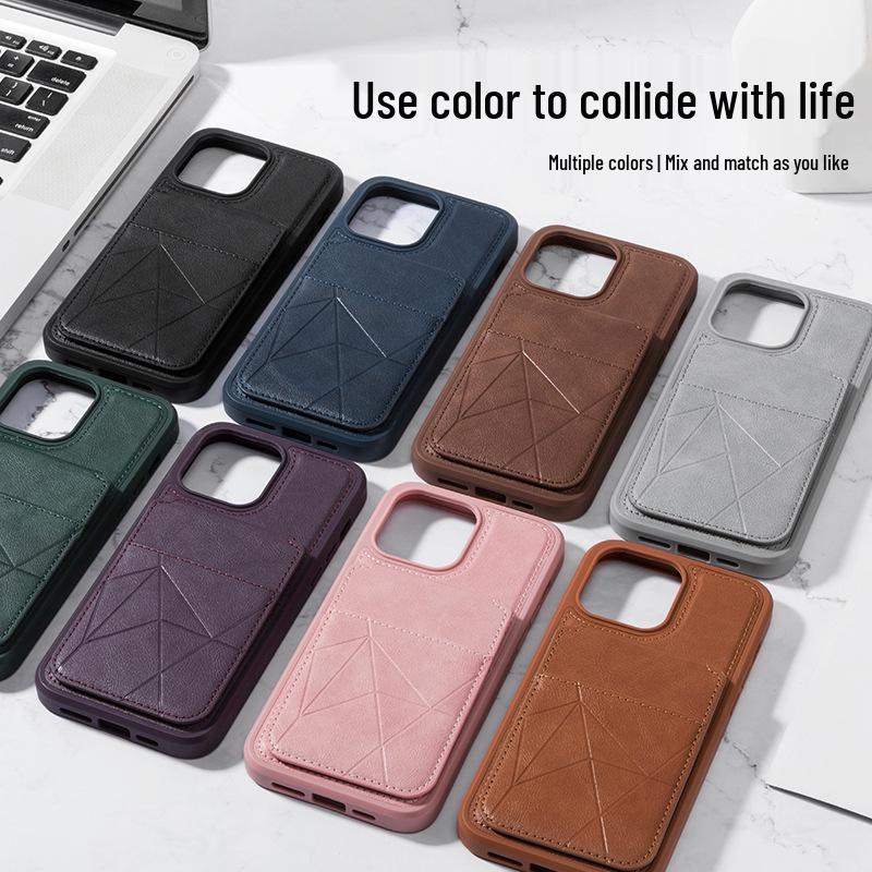 iPhone 17 Leather Magnetic Stand Case with Card Slot