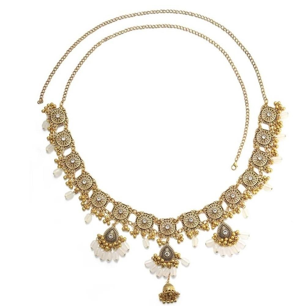 Beads Ethnic Style Belt Bell Pendant Body Chain Versatile Tassel Belly Chain  Dress Ornament