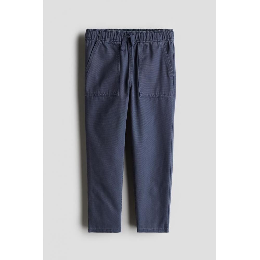 

Брюки-джоггеры из хлопчатобумажной ткани HM темно-синего цвета